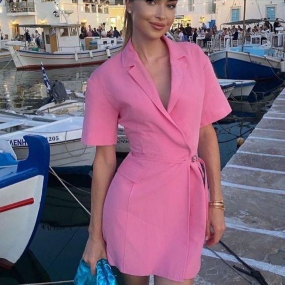 Elegant Pink Wrap Dress
